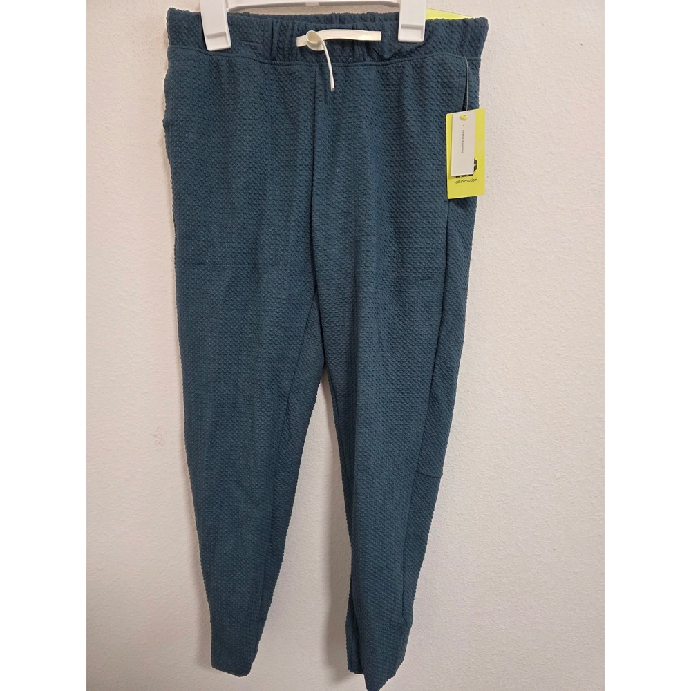 All in Motion girl Textured Jogger Pants Dark Teal Blue Size L 10/12 NWT